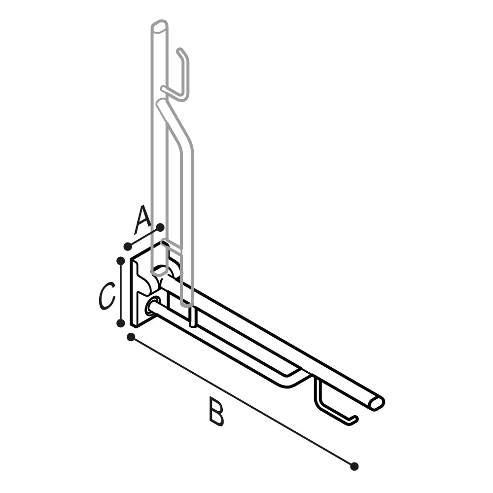 Ponte Giulio Removable and Folding Support Grab Bar with Integrated Paper Holder - G19JCS11 / G19JCS12 / G19JCS13 (ADA Compliant)