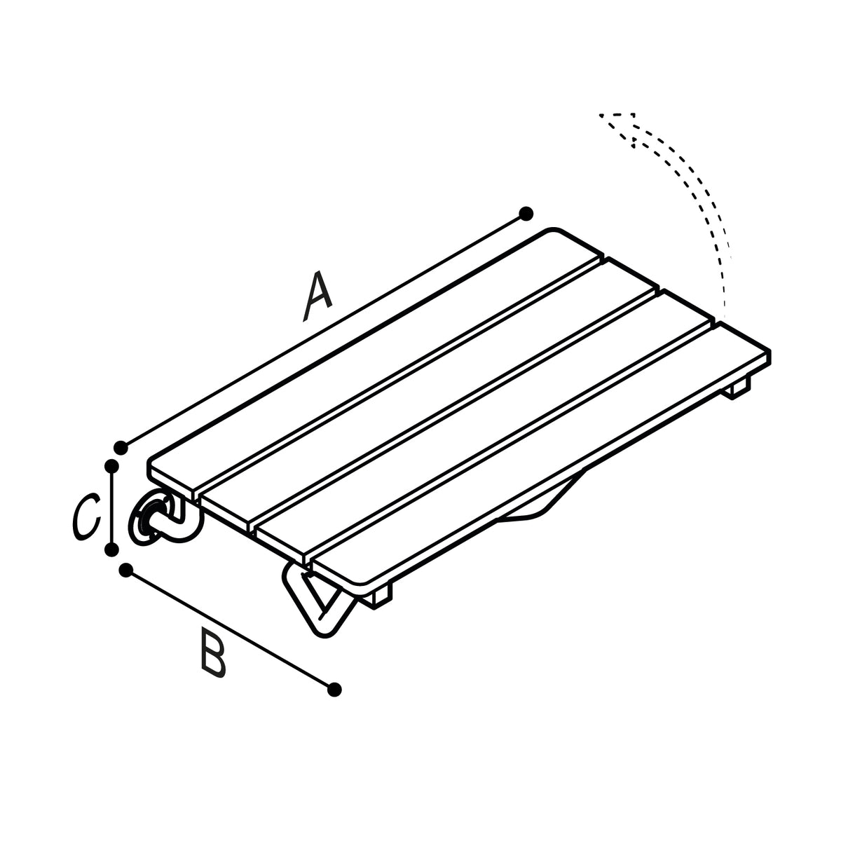 Ponte Giulio Liberty Teak Wood Folding Shower Bench - G57UHS31 (AISI 304 Stainless Steel Frame)