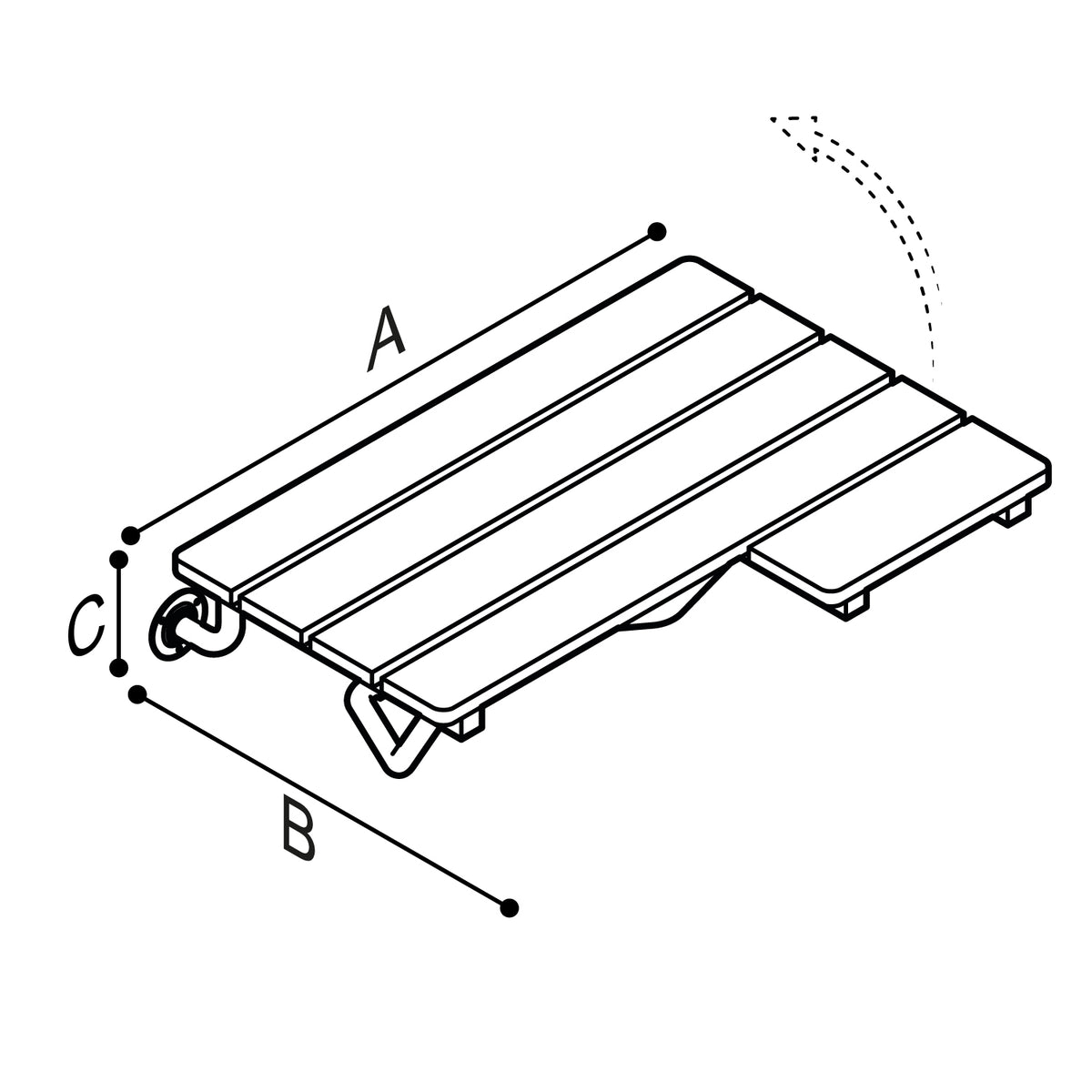 Ponte Giulio Left-Handed Liberty L-Shaped Teak Wood Folding Shower Bench - G57UHL31 (AISI 304 Stainless Steel Frame)