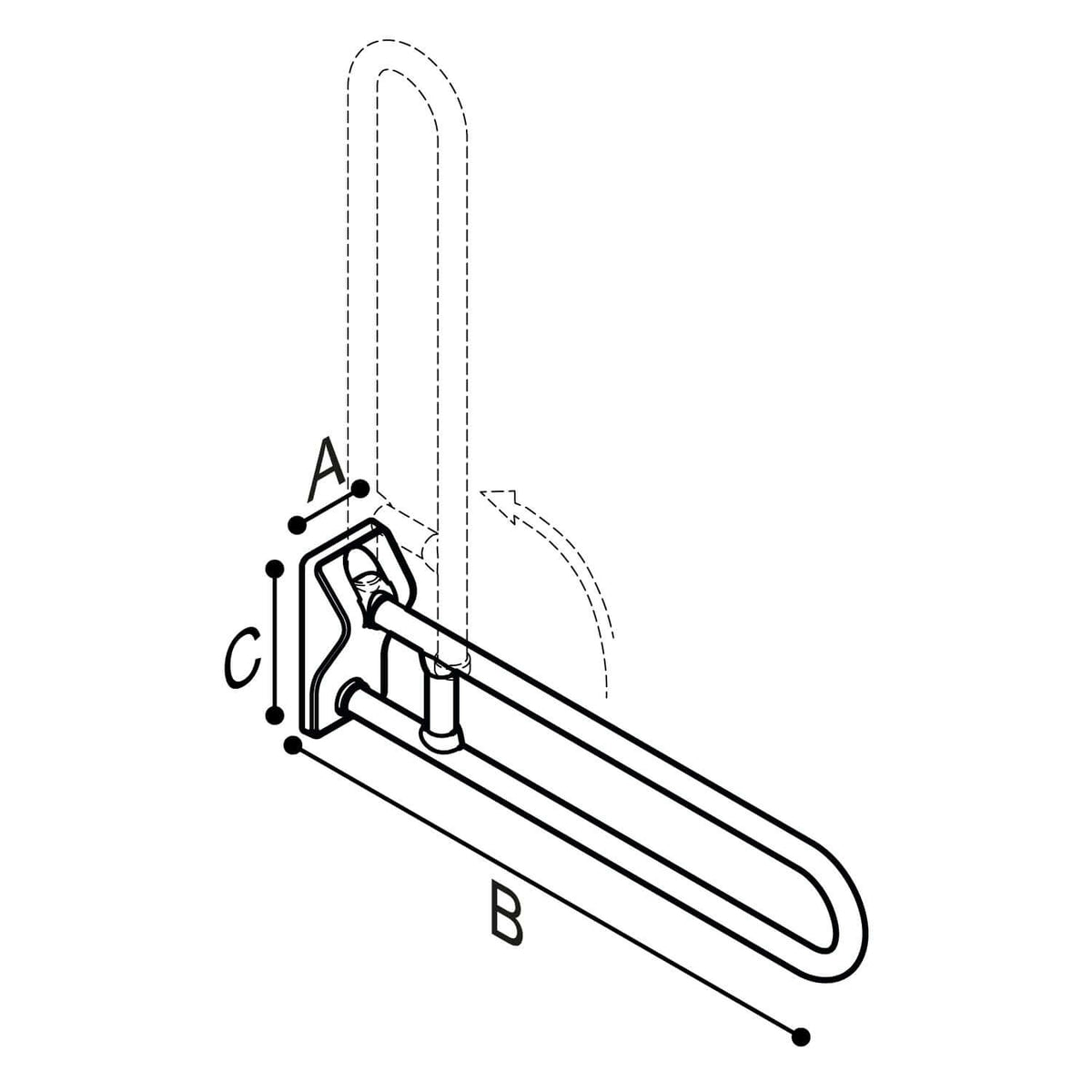 Ponte Giulio 36.5" Antimicrobial Vinyl Coated Folding Grab Bar - G41JCS48 (265 lb Capacity, ADA Compliant)