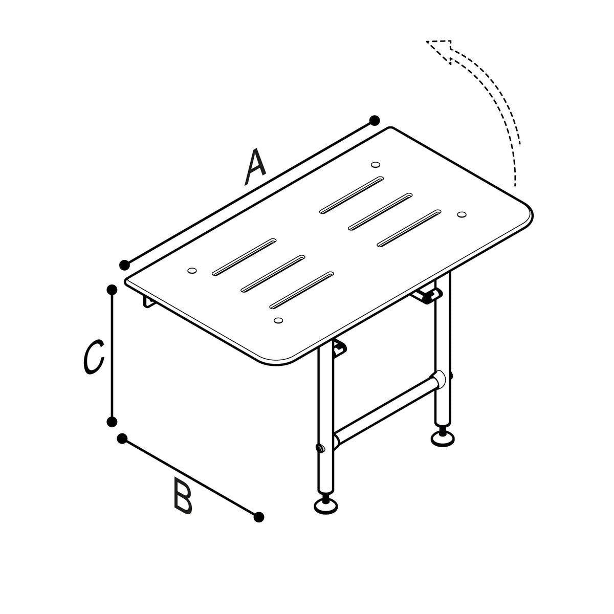 Ponte Giulio 27.5" Medium HPL Folding Shower Seat with Legs - G56UHS04 (600 lb Capacity, ADA Compliant)