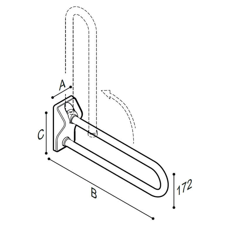 Ponte Giulio 23.6" Antimicrobial Vinyl Coated Folding Grab Bar - G41JCS09 (331 lb Capacity, ADA Compliant)