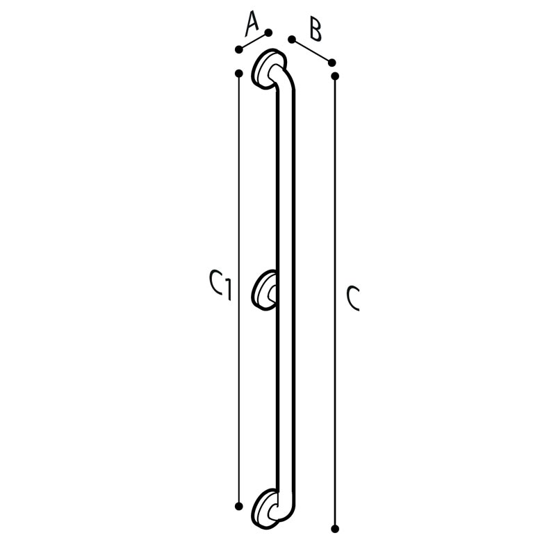 Ponte Giulio Extra Long Stainless Steel Grab Bar with Center Support - G55JAS10 / G55JAS11 (ADA Compliant)