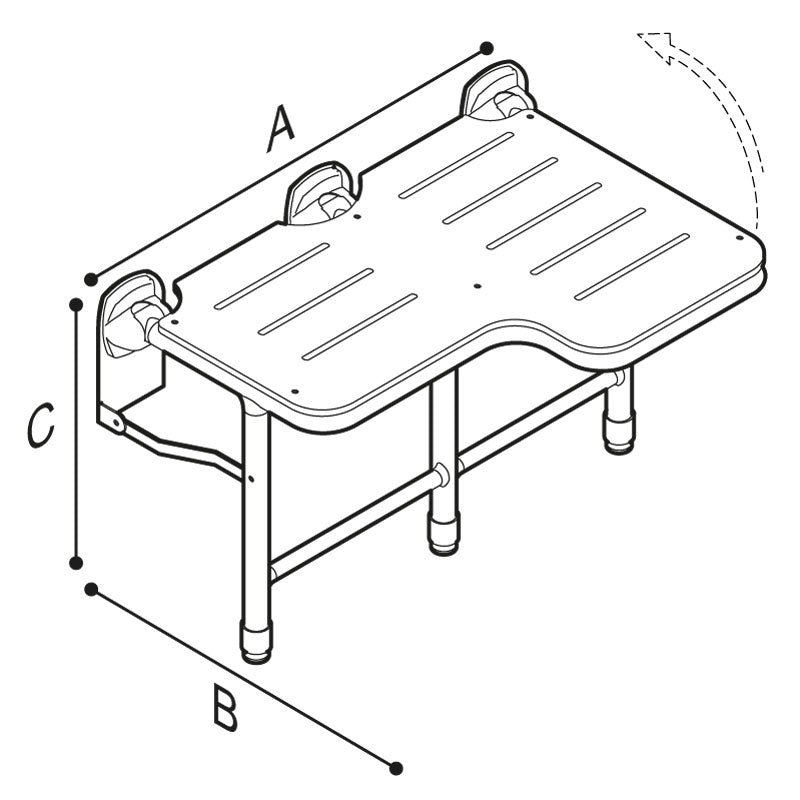 Ponte Giulio Left-Handed Bariatric L-Shaped Folding HPL Shower Seat with Legs - G02JDL31 (1,000 lb Capacity, ADA Compliant)