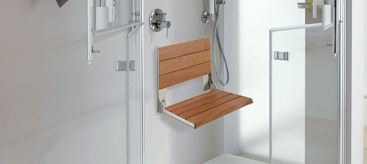 Ponte Giulio Bella Spa Teak 20" Folding Wood Shower Seat - G56UHS13 (600 lb Capacity, ADA Compliant)