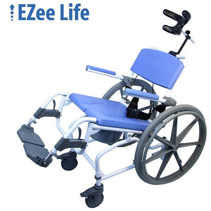 Healthline EZee Life 190 Tilt Aluminum Shower Commode Chair - 18" Padded Seat