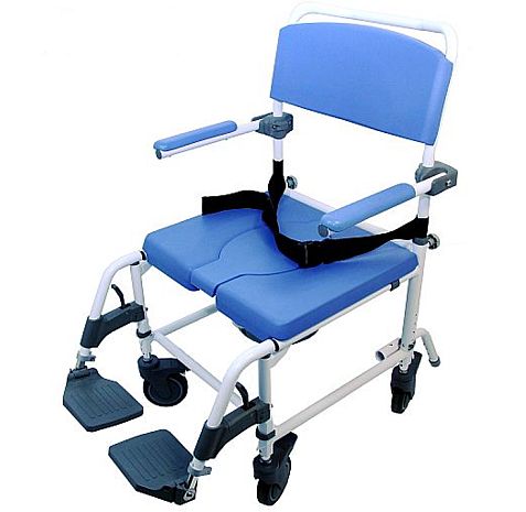 Healthline EZee Life 185 Aluminum Shower Commode Chair - 20" Wide Padded Seat