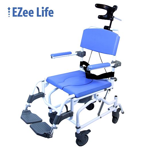 Healthline EZee Life 190 Tilt Aluminum Shower Commode Chair - 18" Padded Seat