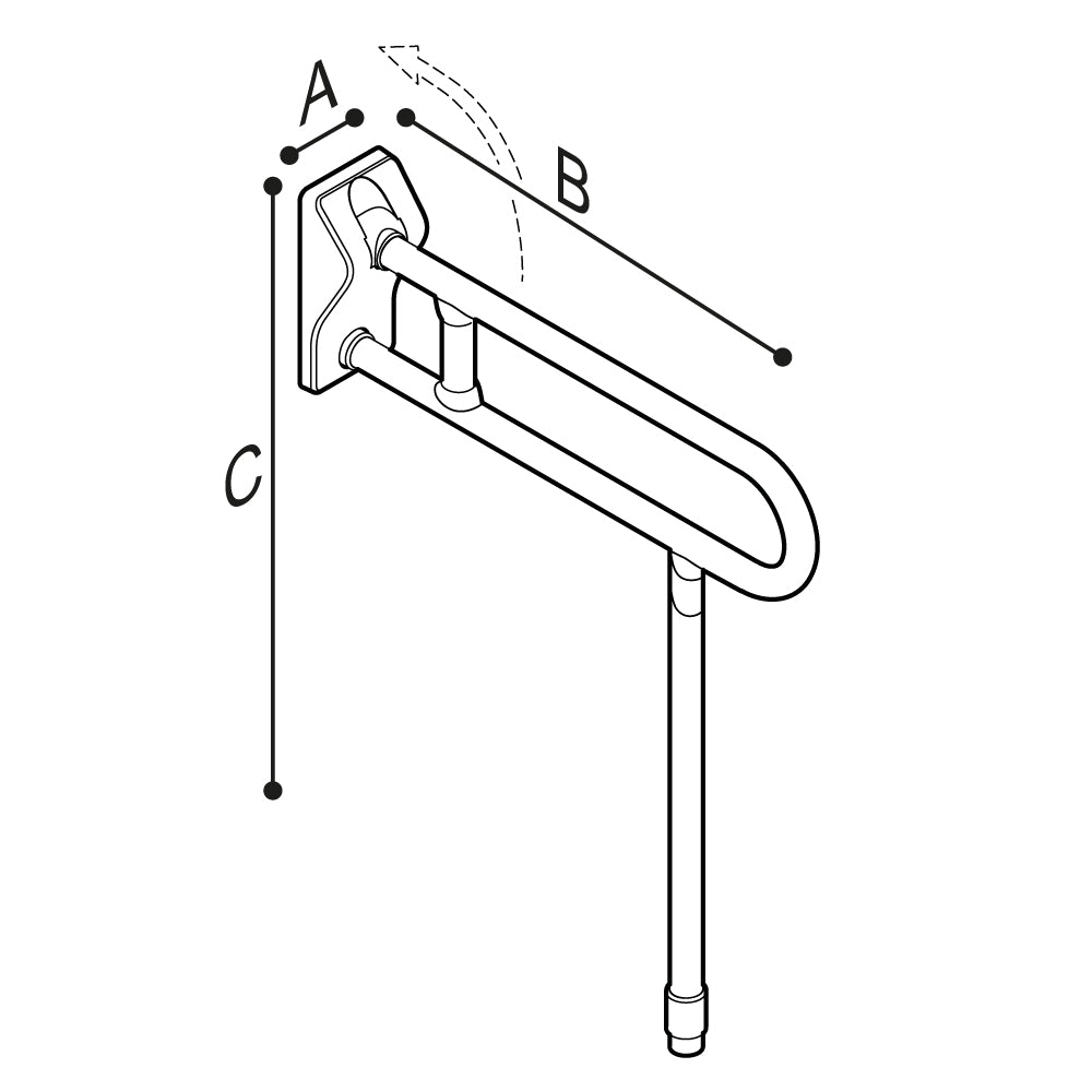 Ponte Giulio 661 lb Capacity Vinyl Coated Folding Grab Bar with Support Leg - G41JCS74 / G41JCS75 (ADA Compliant)