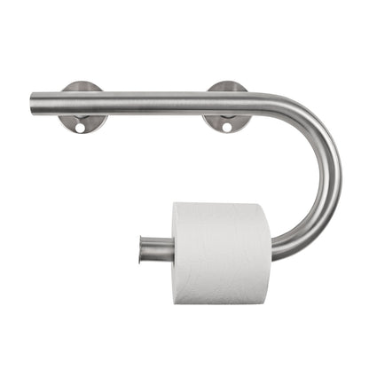 Ponte Giulio Curved Stainless Steel Grab Bar with Toilet Paper Holder - G57JER03 (331 lb Capacity, ADA Compliant)