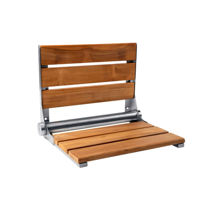 Ponte Giulio Freedom 19" Teak Wood Folding Shower Seat - G57UHS13 (551 lb Capacity, ADA Compliant)