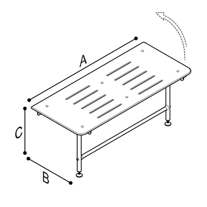 Ponte Giulio 40" Extra Large HPL Folding Shower Seat with Legs - G56UHS05 (600 lb Capacity, ADA Compliant)