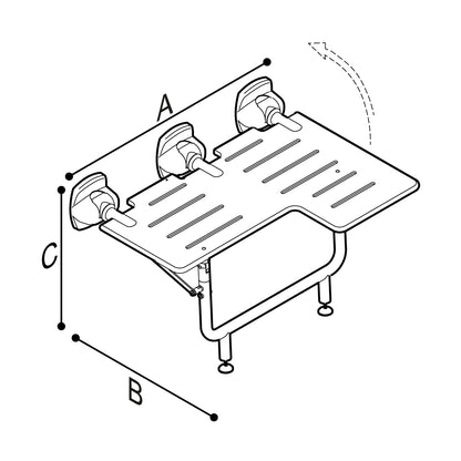 Ponte Giulio Bariatric L-Shaped Folding Shower Seat with Legs (31.5" x 22.75") - G55JDS31 (1,000 lb Capacity, ADA Compliant)