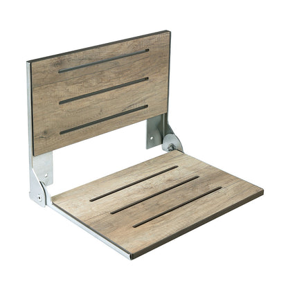 Ponte Giulio Bella 20" Faux Weathered Teak HPL Folding Shower Seat - G56UHS12 (450 lb Capacity, ADA Compliant)