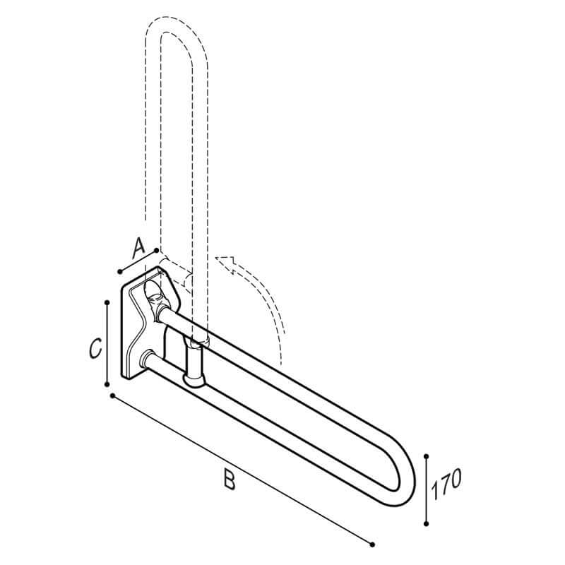 Ponte Giulio 27.5" Antimicrobial Vinyl Coated Folding Grab Bar - G41JCS10 (331 lb Capacity, ADA Compliant)