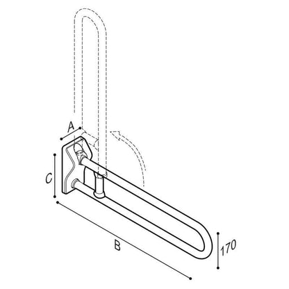 Ponte Giulio 27.5" Antimicrobial Vinyl Coated Folding Grab Bar - G41JCS10 (331 lb Capacity, ADA Compliant)