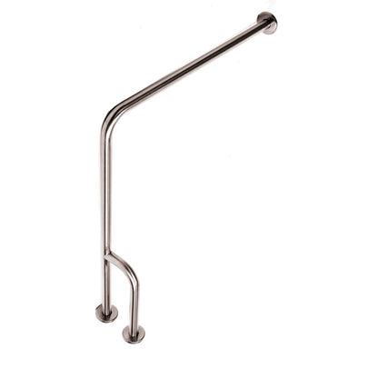 Ponte Giulio 32" x 33" Right-Handed Stainless Steel 90° Wall-to-Floor Grab Bar with Outrigger - G55JCR38 (331 lb Capacity, ADA Compliant)