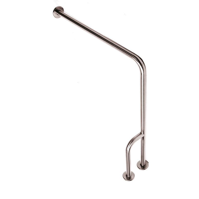 Ponte Giulio 32" x 33" Stainless Steel 90° Wall-to-Floor Grab Bar with Reversible Outrigger - G55JCS38 (331 lb Capacity, ADA Compliant)