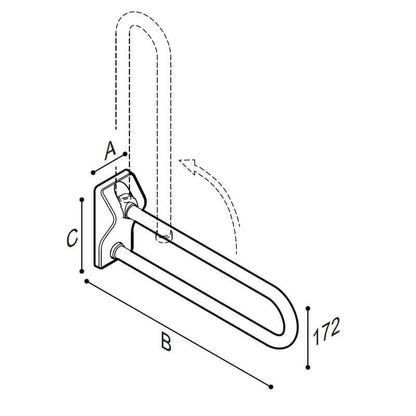 Ponte Giulio 23.6" Antimicrobial Vinyl Coated Folding Grab Bar - G41JCS09 (331 lb Capacity, ADA Compliant)
