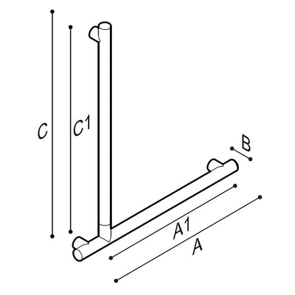Ponte Giulio Prestigio Plus 16" x 16" L-Shaped Grab Bar - G18UBL44 / G18UBR44 (450 lb Capacity, ADA Compliant)