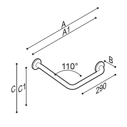 Ponte Giulio 110° Angled Stainless Steel Grab Bar - G55JAS15 (331 lb Capacity, ADA Compliant)