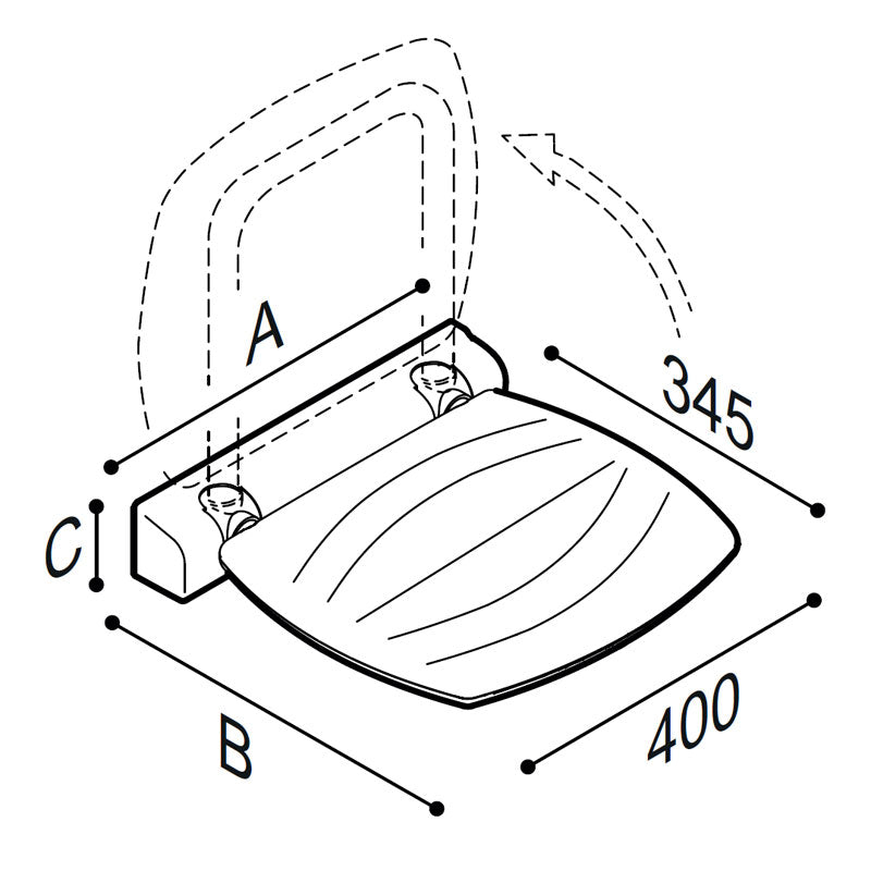 Ponte Giulio Choice 16" Folding Shower Seat - 4FAUHS01 (600 lb Capacity, ADA Compliant)