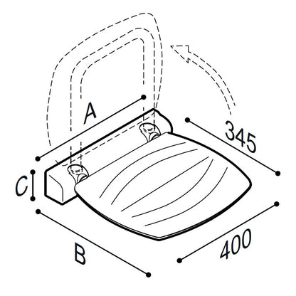 Ponte Giulio Choice 16" Folding Shower Seat - 4FAUHS01 (600 lb Capacity, ADA Compliant)