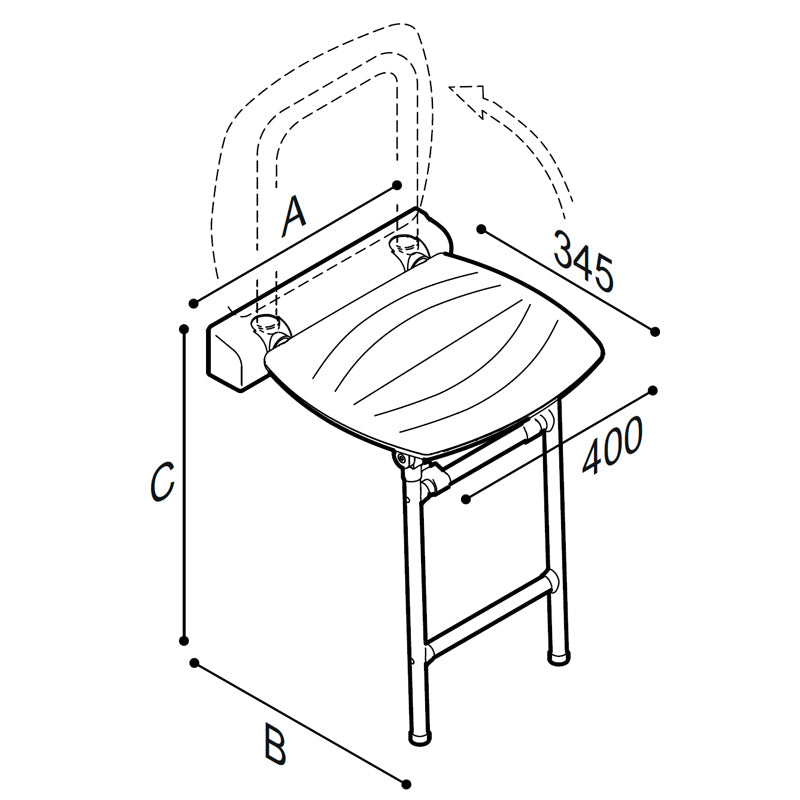 Ponte Giulio Choice 16" Folding Shower Seat with Legs - G24UHS02 (600 lb Capacity, ADA Compliant)