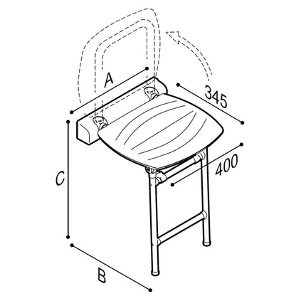 Ponte Giulio Choice 16" Folding Shower Seat with Legs, White - 4FAUHS02W1 (551 lb Capacity, ADA Compliant)