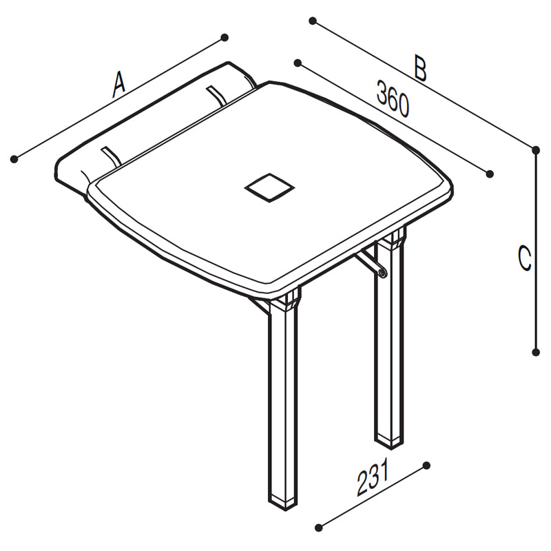 Ponte Giulio 16" x 16" Folding Shower Seat with Folding Legs - G27JDS44 (551 lb Capacity, ADA Compliant)