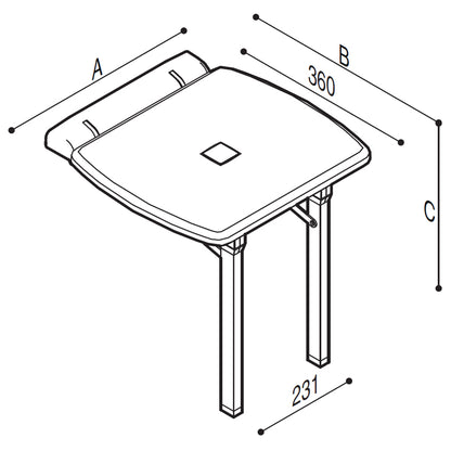 Ponte Giulio 16" x 16" Folding Shower Seat with Folding Legs - G27JDS44 (551 lb Capacity, ADA Compliant)