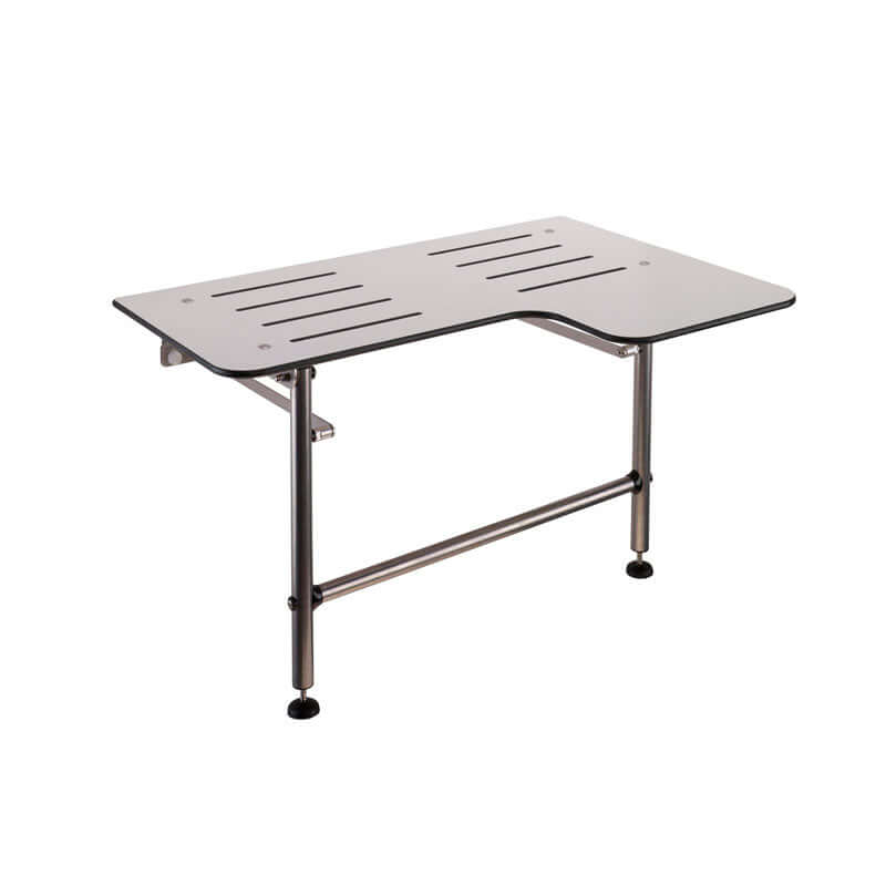 Ponte Giulio 31.5" Reversible L-Shaped HPL Folding Shower Seat with Legs - G56UHS03 (600 lb Capacity, ADA Compliant)
