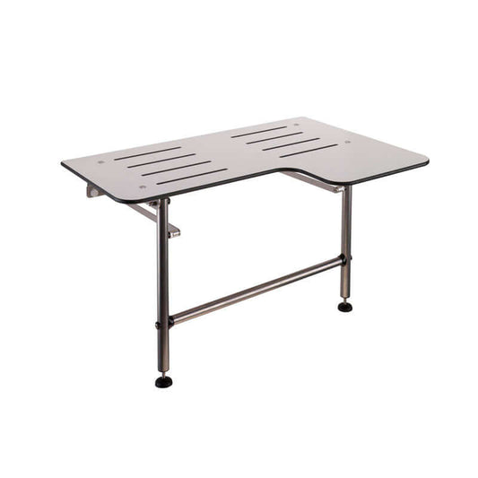 Ponte Giulio 31.5" Reversible L-Shaped HPL Folding Shower Seat with Legs - G56UHS03 (600 lb Capacity, ADA Compliant)