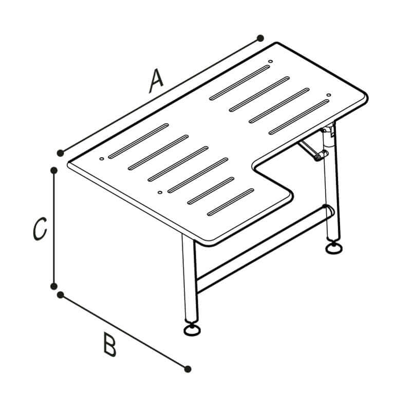 Ponte Giulio 31.5" Reversible L-Shaped HPL Folding Shower Seat with Legs - G56UHS03 (600 lb Capacity, ADA Compliant)