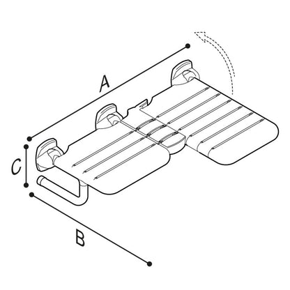 Ponte Giulio Left-Handed ADA L-Shaped Folding Nylon Shower Seat - G02JDL29 (452 lb Capacity)