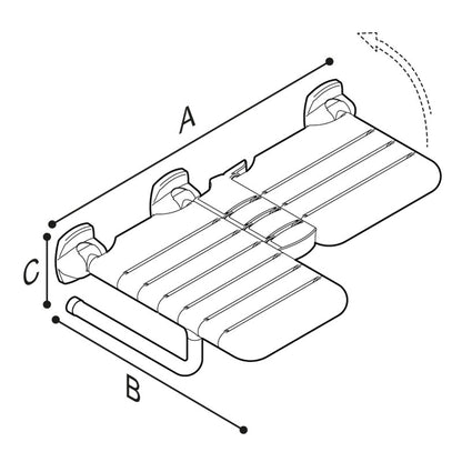 Ponte Giulio Right-Handed ADA L-Shaped Folding Nylon Shower Seat - G02JDL29 (452 lb Capacity)