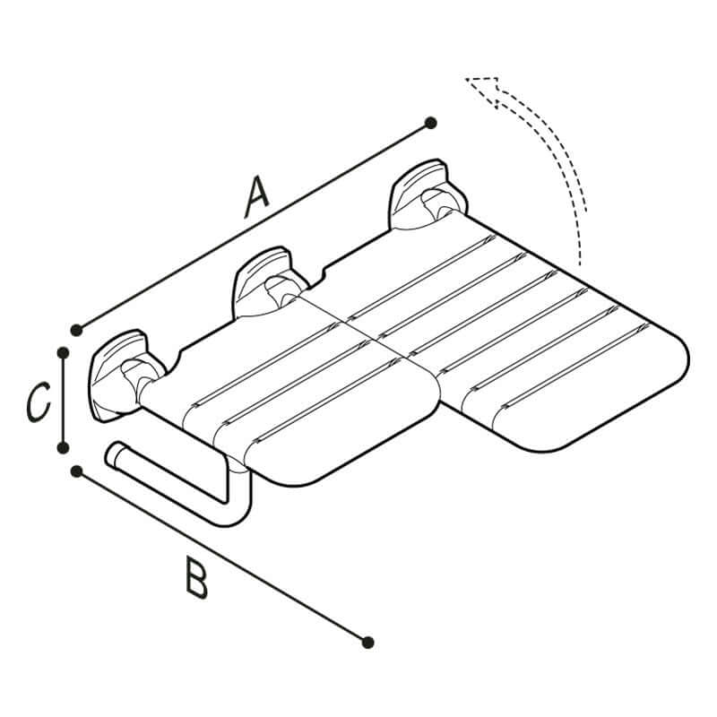 Ponte Giulio 26.5" L-Shaped Double Folding Nylon Shower Seat - G02JDL30 (452 lb Capacity, ADA Compliant)