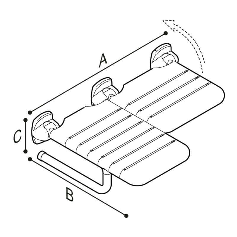 Ponte Giulio 26.5" Right-Handed ADA L-Shaped Double Folding Nylon Shower Seat - G02JDR30 (452 lb Capacity)