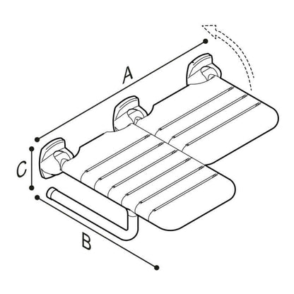 Ponte Giulio 26.5" Right-Handed ADA L-Shaped Double Folding Nylon Shower Seat - G02JDR30 (452 lb Capacity)