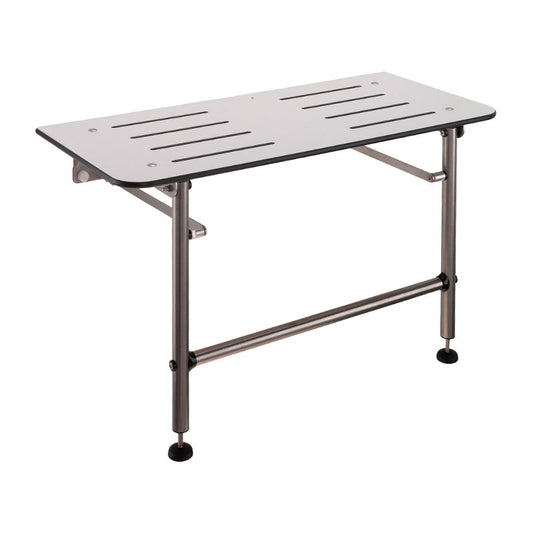 Ponte Giulio 31.5" Rectangular HPL Folding Shower Seat with Legs - G56UHS02 (600 lb Capacity, ADA Compliant)