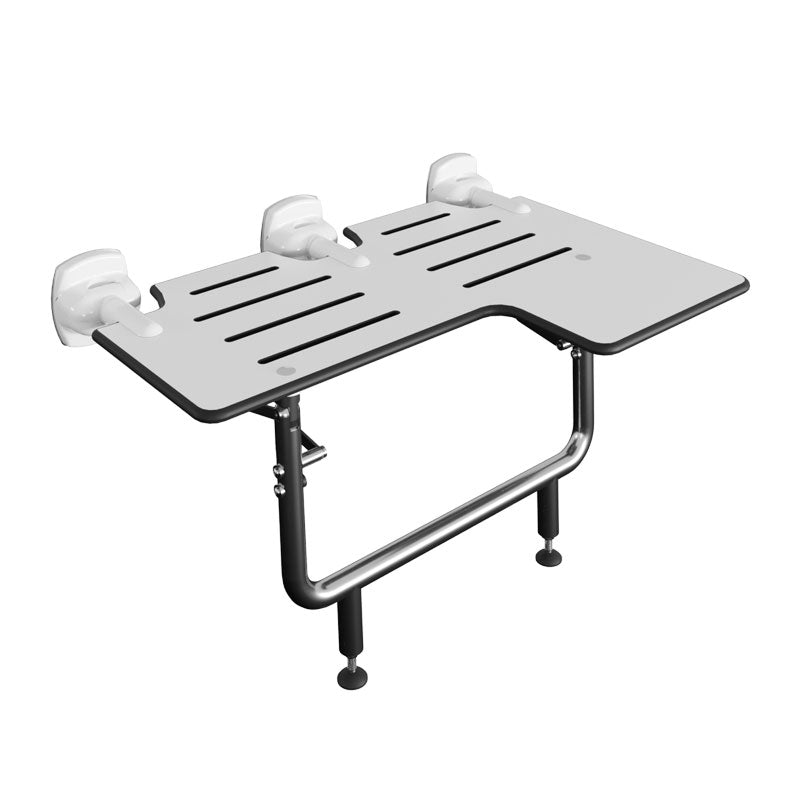 Ponte Giulio Bariatric L-Shaped Folding Shower Seat with Legs (31.5" x 22.75") - G55JDS31 (1,000 lb Capacity, ADA Compliant)
