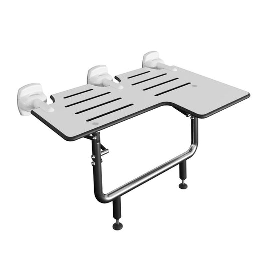 Ponte Giulio Bariatric L-Shaped Folding Shower Seat with Legs (31.5" x 22.75") - G55JDS31 (1,000 lb Capacity, ADA Compliant)