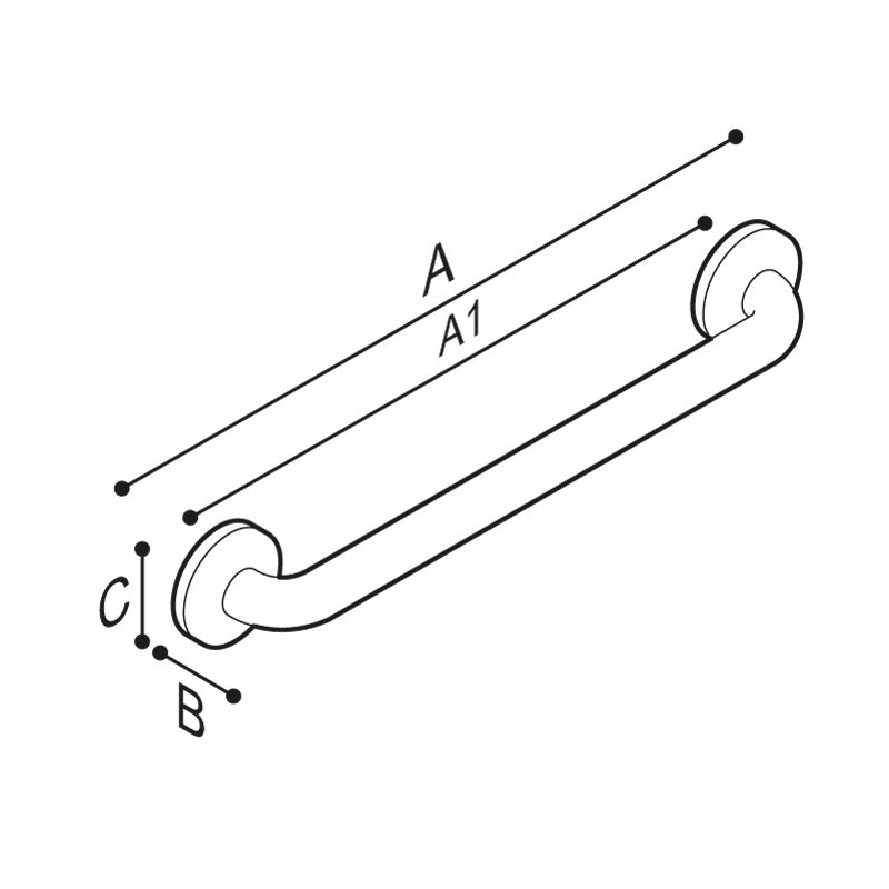 Ponte Giulio Bariatric 1,000+ lb Capacity Antimicrobial Vinyl Coated Straight Grab Bar - G02JAS Series (ADA Compliant)