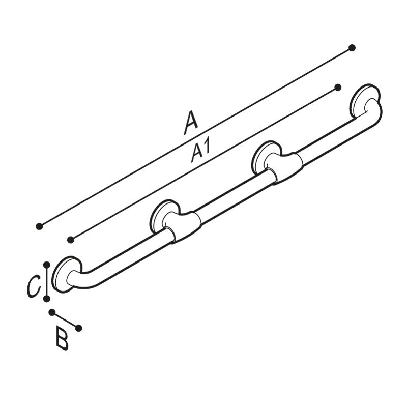 Ponte Giulio Bariatric 1,000+ lb Capacity Antimicrobial Vinyl Coated Straight Grab Bar - G02JAS Series (ADA Compliant)