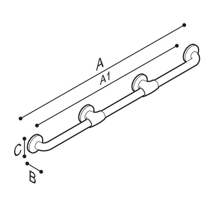 Ponte Giulio Bariatric 1,000+ lb Capacity Antimicrobial Vinyl Coated Straight Grab Bar - G02JAS Series (ADA Compliant)