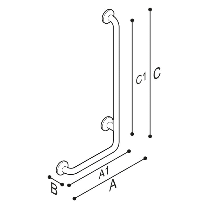 Ponte Giulio 16" x 32" Stainless Steel L-Shaped Grab Bar - G55JBL19 / G55JBR19 (331 lb Capacity, ADA Compliant)