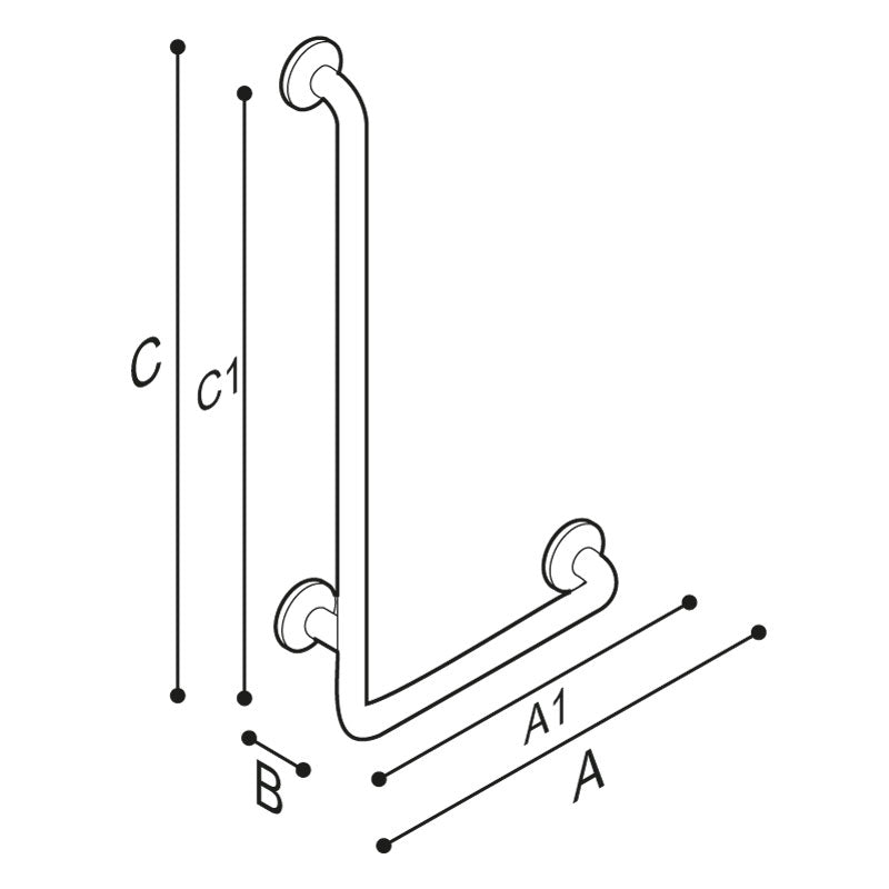 Ponte Giulio 16" x 32" Stainless Steel L-Shaped Grab Bar - G55JBL19 / G55JBR19 (331 lb Capacity, ADA Compliant)