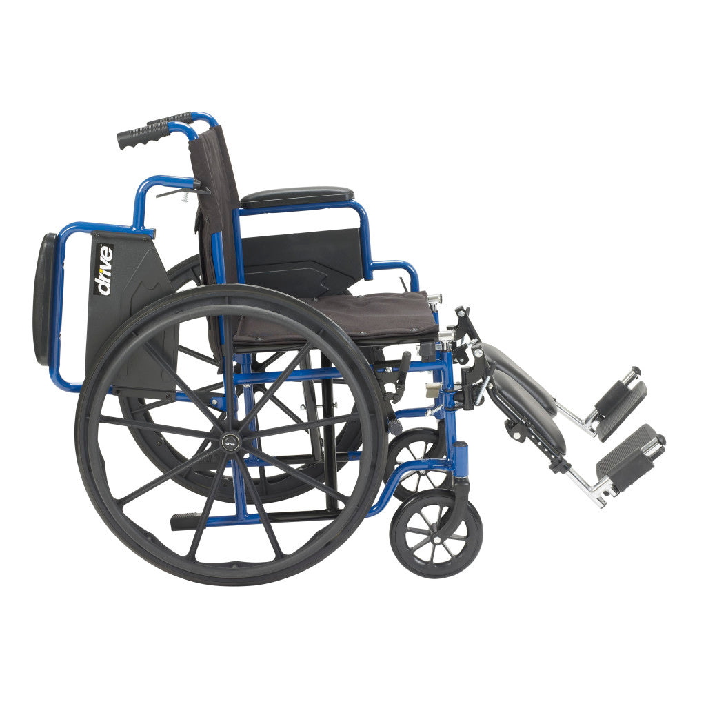 Drive Medical Blue Streak Wheelchair | Flip-Back Desk Arms, Swingaway Footrests, 250 lbs Capacity
