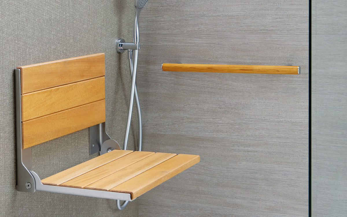 Ponte Giulio Bella Spa Teak 20" Folding Wood Shower Seat - G56UHS13 (600 lb Capacity, ADA Compliant)