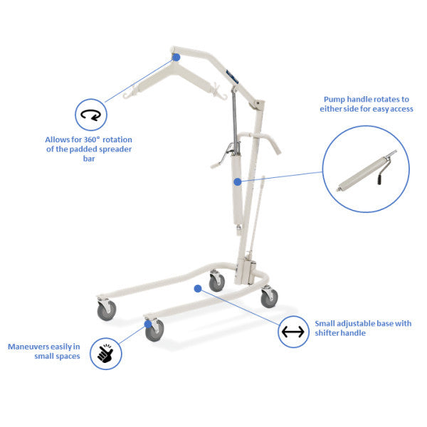 Invacare 9805P Hydraulic Patient Lift - 450 lb Weight Capacity